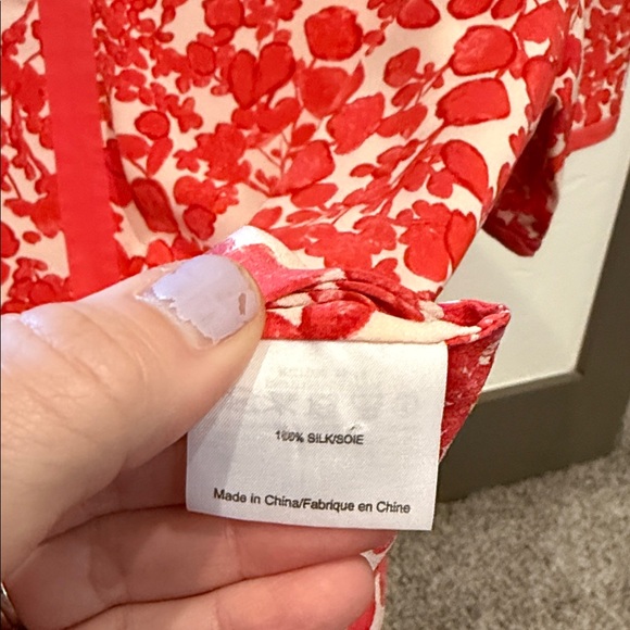 Tory Burch Vibrant Red Patterned Blouse - Picture 3 of 5